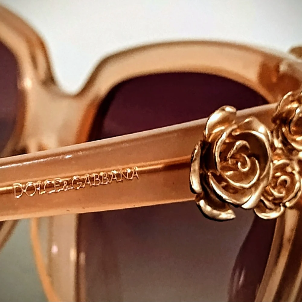 Dolce & Gabbana Rose Embellished Sunglasses - Rose Gold and Purple - Picture 4 of 9
